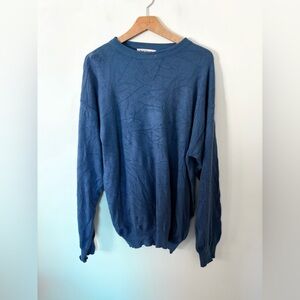 Paul Stuart Sweater Mens L Blue Crewneck Silk Cashmere